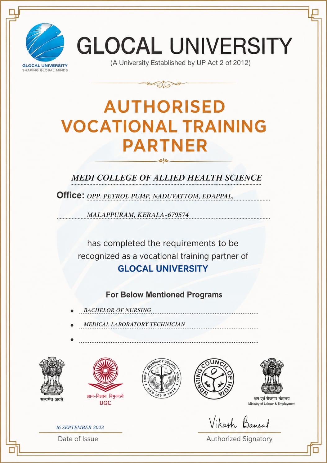 Glocal University Certificate